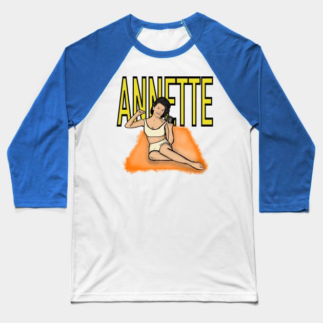 Annette Funicello Baseball T-Shirt by TL Bugg